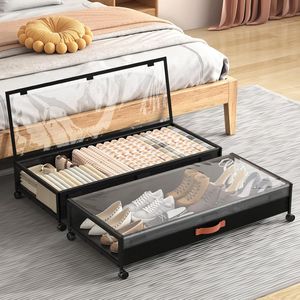 Contenitori Grandi Sottoletto con Ruote per Scarpe, Coperte, Vestiti e Giocattoli - Cassetti Portaoggetti per Dormitori Universitari e Camere da Letto - Product Image 1