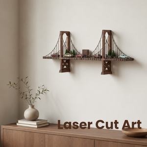 Estante de Pared Moderno con Diseño de Puente Colgante para Autos en Miniatura, Coleccionables y Decoración del Hogar |   Estante Flotante de Madera Premium - Product Image 4