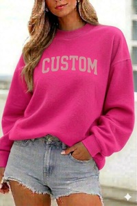 Sweat-shirt oversize à col montant pour femme en molleton doux et épais en coton bouclette, avec logo brodé sur le devant - Product Image 3