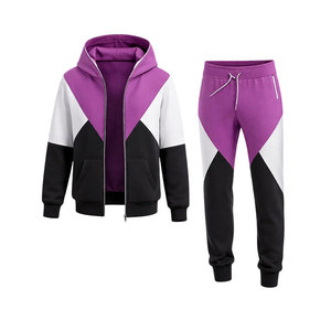 Ensemble de survêtement pour homme, couleur magenta et noir, sweat à capuche zippé et pantalon de jogging, vêtements de sport décontractés, tenue de sport, streetwear - Product Image 3