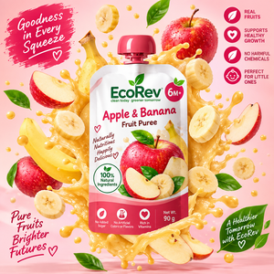 EcoRev Organic Banana for Yogurt Fruit Puree Reusable Spout Top <b>Pouch</b> 90g Stage 1 for Babies - Product Image 4