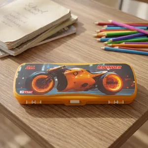 Boîte à crayons en plastique VIKAS MINI, originale, durable, légère, avec fermeture sécurisée par clip, organiseur de rangement pour fournitures scolaires pour les enfants - Product Image 4