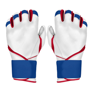 Gants de frappe en cuir blanc, rouge et bleu avec fermeture auto-agrippante, respirants, à doigts complets, pour entraînement, unisexe adulte - Product Image 5