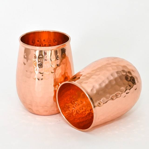 Copper Tumbler Set With Reusable <b>Metal</b> <b>Straws</b> Drinking Cups Cleaning Brush Mirror Finish Beverage Glass Gift Collection - Product Image 2