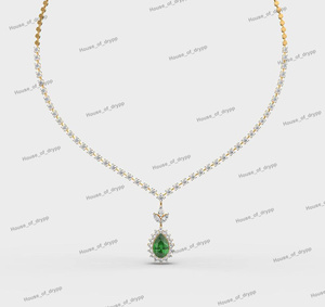 Collar de una sola capa plateado con dijes de moissanita y colgante floral, joyería elegante para mujer, para fiestas - Product Image 3