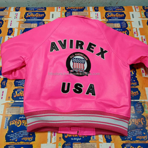 Veste en cuir AVIREX pour hommes, veste en cuir AVIREX pour hommes, cuir de vache véritable, veste bomber d'hiver, streetwear, broderie, vente en gros de vêtements en cuir - Product Image 5