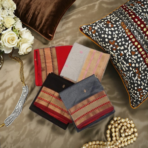 Sari de Algodón Tejido a Mano con Borde Amarillo |   Suave y Ligero Tradicional |   Sari indio para mujer, para uso diario y festivo |   Estudio n - Product Image 4