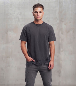 Camiseta Oversize para Hombre, Estilo Grunge Desgastado, Lavado Ácido, Algodón Vintage, Cuello Redondo, Casual, Streetwear - Product Image 2
