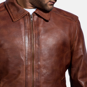 New Fashion Zipper Style Men's <b>Leather</b> <b>Jacket</b> Customized Color Custom Made Size High End Winter Stand Collar Outerwear - Product Image 6