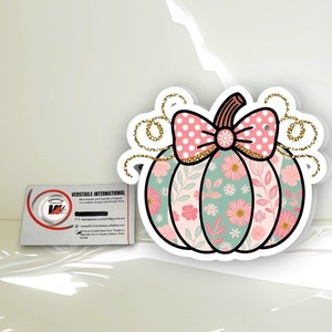 Extensiones de Pestañas Magnéticas de Acrílico con Diseño Floral de Calabaza, Lazo Rosa y Flores de Diamante, Reutilizables y Ecológicas, Marca Privada - Product Image 3