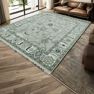 Premium Hand Knotted Oushak <b>Rug</b> Abstract Pink Wool/Silk Carpet 9x12 Ft. Vintage Style PET Friendly Living Room Home 1 Piece - Product Image 2