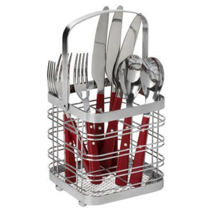 Porta cubiertos metálico ecológico con diseño de alambre, acabado negro, organizador de cubiertos para mesa y restaurante. - Product Image 3