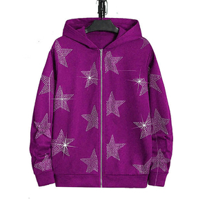 Most Demanded Design Men's Rhinestone Hoodies 100% Cotton Fleece Fabric Anti-Wrinkle Cheap Rate Best Designs Latest High Quality - Product Image 5