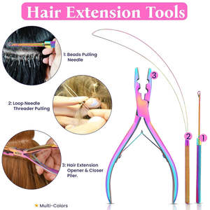 Kit de Herramientas para Extensiones de Cabello de Acero Inoxidable Duradero de Alta Calidad Personalizado, Juego de Pinzas Profesionales para Uso en Salón y en Casa - Product Image 2