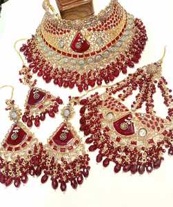 Collar de Novia Pakistaní e Indio para Mujer, Conjunto de Joyería de Aleación y Resina, Estilo Romántico para Boda - Product Image 3
