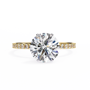 Bague de fiançailles solitaire en moissanite taille ronde, or blanc 10K, pavé - Product Image 3