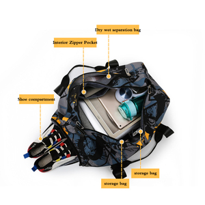 Sac de sport en gros à imprimé graffiti avec compartiment séparé pour chaussures (sec/humide), sac de voyage week-end, sac bandoulière, OEM en gros - Product Image 4