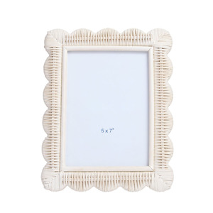 Scallop Rattan <b>Picture</b> <b>Frame</b> Wicker Photo <b>Frame</b> Decorative Tabletop <b>Frame</b> <b>Rustic</b> Accent Perfect For Bedroom Home Decoration - Product Image 2