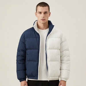 Men's <b>Reversible</b> Puffer Jacket Winter <b>Coat</b> Stand Collar Zip Up Outdoor Streetwear Custom Private Label OEM ODM - Product Image 2