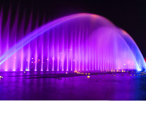 Fontaine musicale extérieure moderne Horticlub avec spectacle de lumière LED, construction en acier inoxydable, grande fontaine multimédia pour jardin - Product Image 2