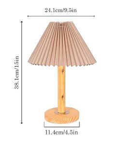 Wooden Round Pleated Tabletop Lamp <b>Scandinavian</b> Bedside <b>Desk</b> Light Warm Glow Home Decor - Product Image 2
