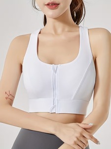 Soutien-gorge de sport à col rond pour femme |   Soutien-gorge de sport anti-frottement à fermeture éclair |   Haut de sport de course à pied à performance élastique supérieure - Product Image 3