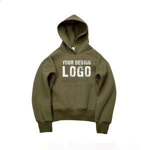 Sweat-shirt à capuche vert olive pour homme, coupe classique, coton French Terry, poche avant, logo imprimé, vêtement décontracté pour l'automne - Product Image 1
