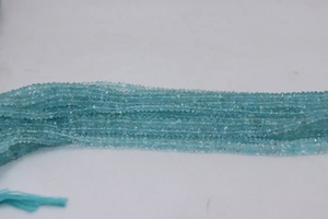 100% Natural Blue Aquamarine Faceted Rondelle Beads 5-6-7-8-9 mm Sizes 15 Inches Strand for Jewelry Making Gemstones - Product Image 2