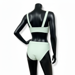 Traje de Baño Premium para Mujer en Verde Menta, Nylon y Spandex GSM, con Pedrería y Logotipo Personalizado por Transferencia Térmica - Product Image 5