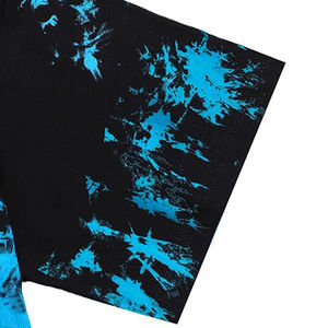 <b>Tie</b> Dye Batwing Sleeve Crop Top <b>Men's</b> O-Neck Knitted Oversized Casual T-Shirt With Pattern Print Blue <b>Black</b> - Product Image 4