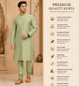 Custom Men Olive Dupion Silk Kurta Mandarin Collar Ethnic <b>Top</b> High Quality <b>Indian</b> Festive Party Wear Shirt Bulk - Product Image 2