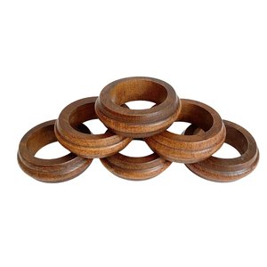 Ensemble de 5 anneaux de serviette en bois, design moderne et luxueux, largeur 4,5 cm, durables, écologiques, décoration de table ronde pour mariage et dîner - Product Image 2
