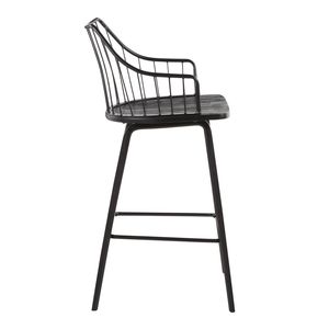 Tabouret de comptoir Winston Farmhouse en bois noir et métal, meubles de salle à manger - Product Image 2