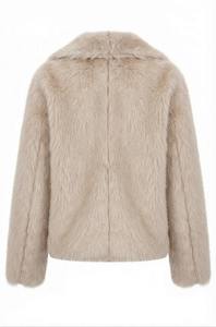 Chaqueta de Mujer de Piel Sintética Beige, Chaqueta Corta de Felpa con Frente Abierto, Abrigo de Invierno Suave y Cálido, Ropa Exterior Informal - Product Image 2