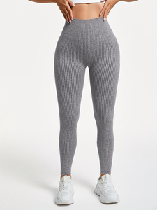 Wholesale Women's Sports Yoga Leggings Breathable Mid Waist Spandex Polyester High Quality Knitted Fabric Simple Customizable - Product Image 3