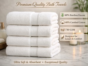 Serviette de bain en bambou ultra douce, tissu tissé de qualité supérieure, très absorbante, séchage rapide, serviette écologique et biologique pour la maison, l'hôtel, le spa - Product Image 3