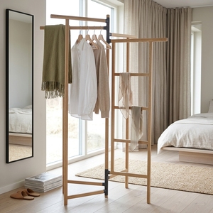 Perchero Plegable de Teca con Múltiples Barras, Estante de Madera para Ropa, Organizador de Mantas y Decoración para el Hogar/Dormitorio - Product Image 2