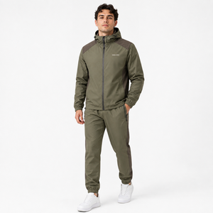 Survêtement léger à capuche imperméable et respirant, écologique, uni, unisexe, en tissu polyester Ripstop, avec empiècements à manches raglan - Product Image 3