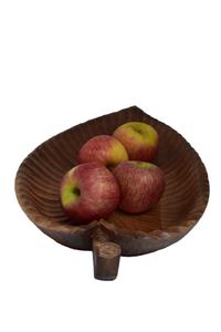 Bol en bois feuille sculpture suisse cadeau de Noël nature cuisine appartement bol fruits boisé pièce unique - Product Image 3