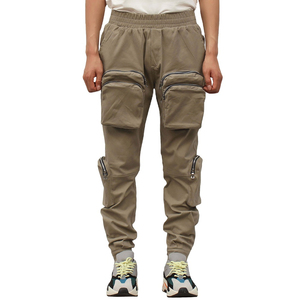 Pantalon cargo jogger kaki pour homme, taille élastique, plusieurs poches, style décontracté, tissu en toile respirant, idéal pour l'automne - Product Image 1