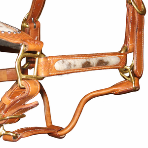 Cabestro de Cuero Genuino para Caballo con Corona Acolchada de Pelo y Nariz Ajustable, Herrajes de Latón Premium, Resistente, Venta al por Mayor OEM - Product Image 4