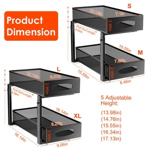 2 pezzi cassetti di stoccaggio estraibili a 2 livelli 5 cestini in rete regolabili in altezza organizzatore lavello per la cucina di casa - Product Image 2