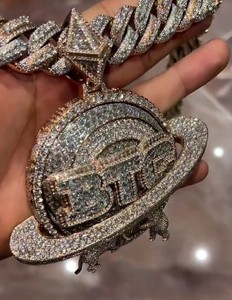 จี้ห้อยคอแบบฮิปฮอปประดับเพชรโมอิสซาไนต์ทรงเหรียญเงินซ้อนกัน ดีไซน์หรูหรา เหมาะสำหรับงานปาร์ตี้ - Product Image 3