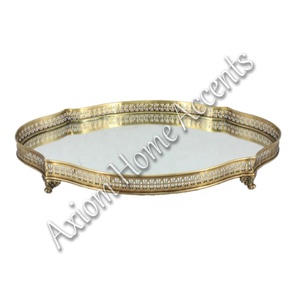 Axiom <b>Home</b> Accents' Sleek Modern Brass Tray Elegant Wood Metal Tray for Christmas Celebrations and <b>Home</b> Decor - Product Image 5
