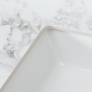 Lavabo Rettangolare Sottopiano in Ceramica per Bagno 37x22 Pollici, Top in Pietra Sinterizzata Bianco Carrara per Mobili Bagno - Product Image 6