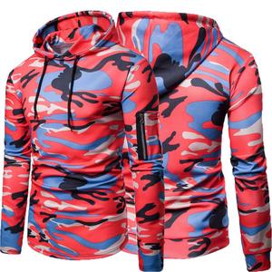 Custom Slim Fit Camouflage Hoodie Men Sleeve Zipper Pocket <b>Camo</b> Pullover Athletic Sports Sweatshirt Gym Training Tracksuits <b>Tops</b> - Product Image 6