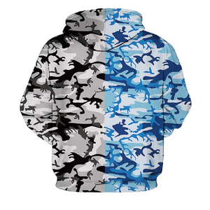 Custom Unisex All Over Print Pullover Hoodie Blue Grey Camo Sublimation <b>Polyester</b> Camouflage Streetwear Hoodies Sweatshirt OEM - Product Image 6