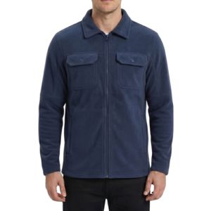 Flap Pockets Stand Collar Breathable Fleece <b>Jacket</b> For <b>Men</b> Peach Coral Full Zip Soft Touch Winter Polar Fleece <b>Jackets</b> - Product Image 5