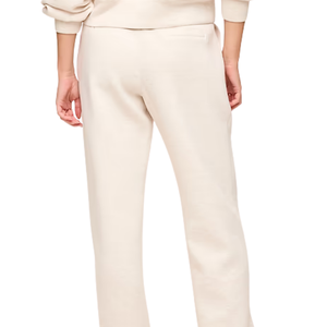 Pantalones Deportivos de Felpa Crema para Mujer, Corte Recto, Ajuste Relajado, Cintura Elástica, Logotipo Personalizado, Ropa Urbana, OEM - Product Image 2