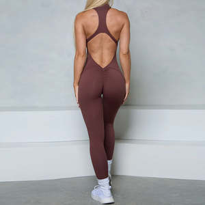 Combinaison de yoga en nylon pour femme, dos croisé, effet froncé aux fesses, body de sport, vêtements de fitness, tenue de sport une pièce, shapewear - Product Image 6